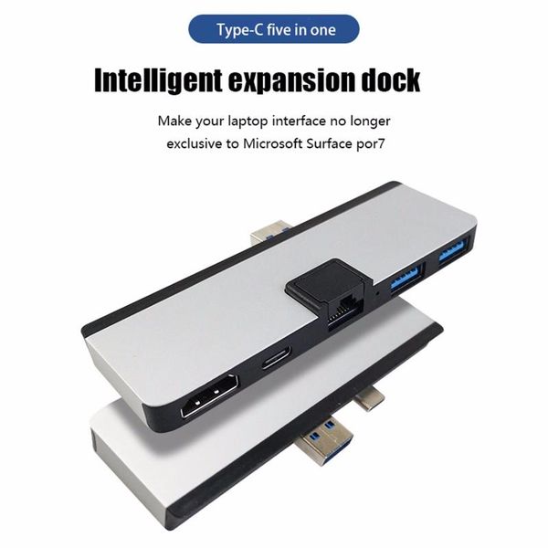 

hubs docking station for surface pro 7 with , rj-45 gigabit ethernet port 2x usb multi-function extension accessories #bl1