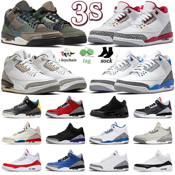 

3 3s jumpman men basketball shoes cardinal red midnight navy patchwork medium grey racer blue pine green katrina laser orange mens trainers