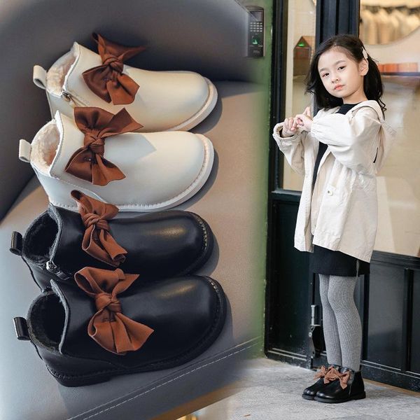 

boots girls' 2021 children' korean soft bottom bow fashion, Black;grey