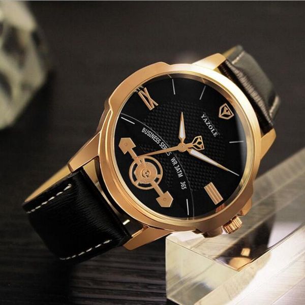 

wristwatches yazole mens watches fashion wrist watch leather waterproof luminous male clock relogio masculino, Slivery;brown