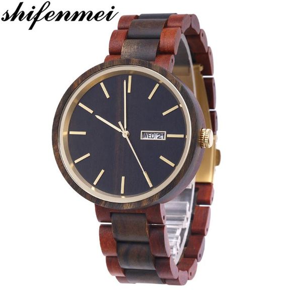 

wristwatches shifenmei watch men wood man watches date display sport wristwatch male clock relogio masculino, Slivery;brown