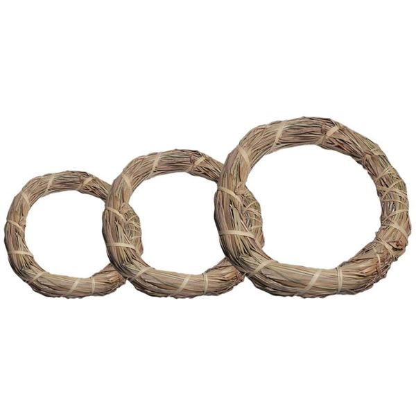 

3pcs diy garland pendant floral thatch ring set diy making material (brown)