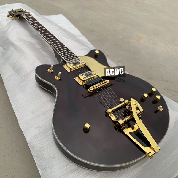 Drop frete G6122 Brown Chet Atkins Country Jazz Semi Hollow Brown Guitarra Elétrica Sintonizadores Grover, Bigs Tremolo Bridge, Falske F Buracos