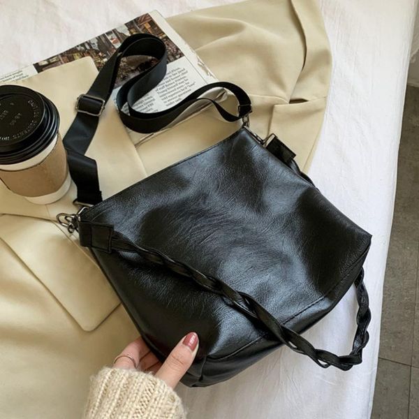 

evening bags simple solid large capacity shoulder bag women's zipper pu soft faced crossbody woman fashion