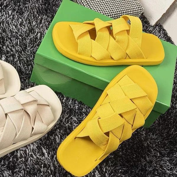 

slippers 2021 fashion flat women weave slides sandal ladies mules outdoor beach lady shoes woman home female flip flops, Black