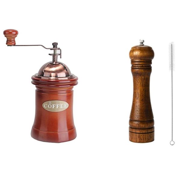 

manual coffee grinders pepper grinder mill solid wood with noble hand