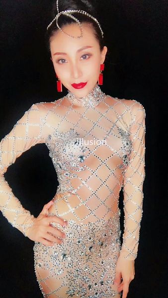 

sparkly crystals sweater long dress women birthday costume prom celebrate red rose tail dresses evening party rhinestone outfit, Black;red