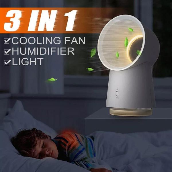 

electric fans 3 in 1 mini cooling fan led bladeless speed adjustable tableusb charging spray