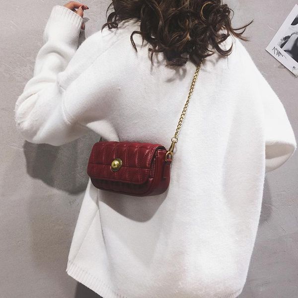 

cross body fashion female bag autumn ins women french niche texture messenger rhombus chain