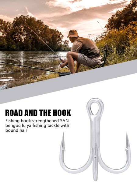 

fishing hooks hook high-carbon high strength steel matte tin treble for saltwater lake river sea accessories