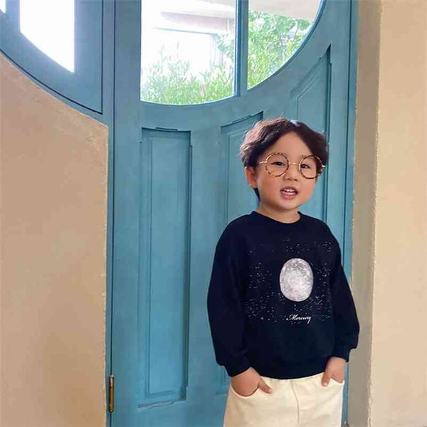 

spring autumn children fashion body printing casual pullovers boys girls 2 colors long sleeve sweatshirts 210708, Black