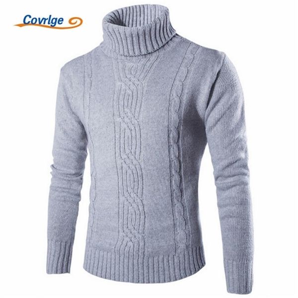 Covrlge Maglione Maschile Pullover Sottile Caldo Solido Risvolto Alto Jacquard Copertura Abbigliamento Uomo Britannico Mens Dolcevita MZM030 211109