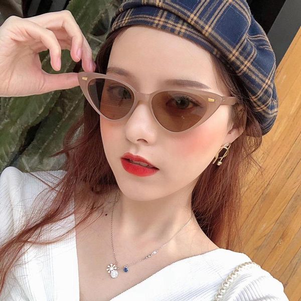 

sunglasses fashion cat eye women brand designer mirror triangle sun glasses female lens shades streetwear eyewear, White;black