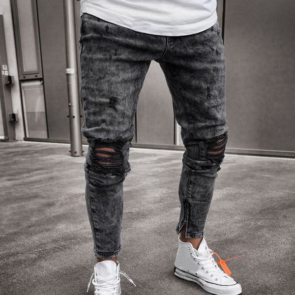 

tight jeans old fashion effects color outdoor strictly ripped men casual broek # g30, Blue