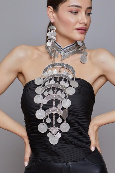 

earrings & necklace women's fashion jewelry gray style sets, Silver