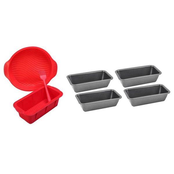 

silicone baking molds 3 pcs professional non-stick silicone cake mold set & 4pack square cake pan