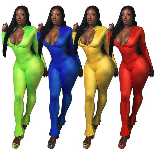 

women's jumpsuits & rompers fashion elegant jumpsuit one piece woman 2021 for women long pure color leaf ankle solid polyester, Black;white