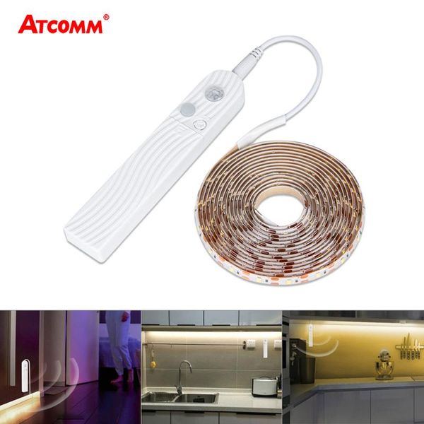 

1m 2m 3m motion sensor led strip light under cabinet lights 60 leds/m smd2835 ip65 led tape lamp bedroom stairs hallway lighting