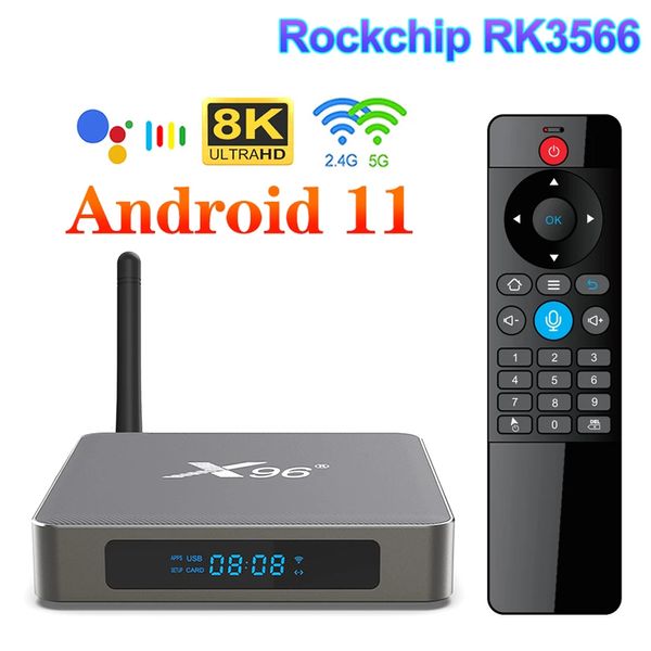 X96 X6 TV Box Android 11 Smart TV Box 8GB 128GB RK3566 Suporte 4K Dual Wifi 1000M 4GB 64GB 32GB Media Player