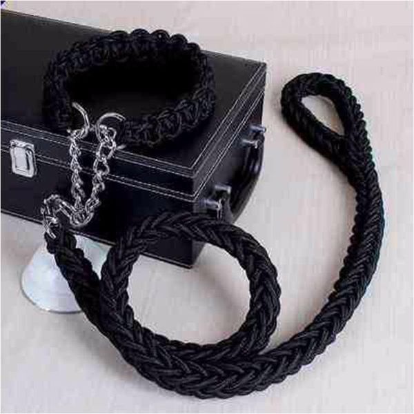 

dog collars & leashes 15 colors double strand rope large metal p chain buckle pet traction collar set for big dogs 120cm length s-xl