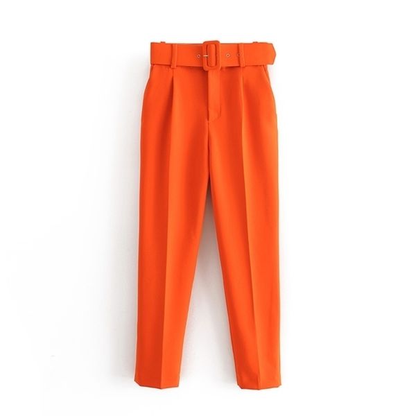 

european american style pleated multicolor harem pants casual solid color feet women with belt 211115, Black;white