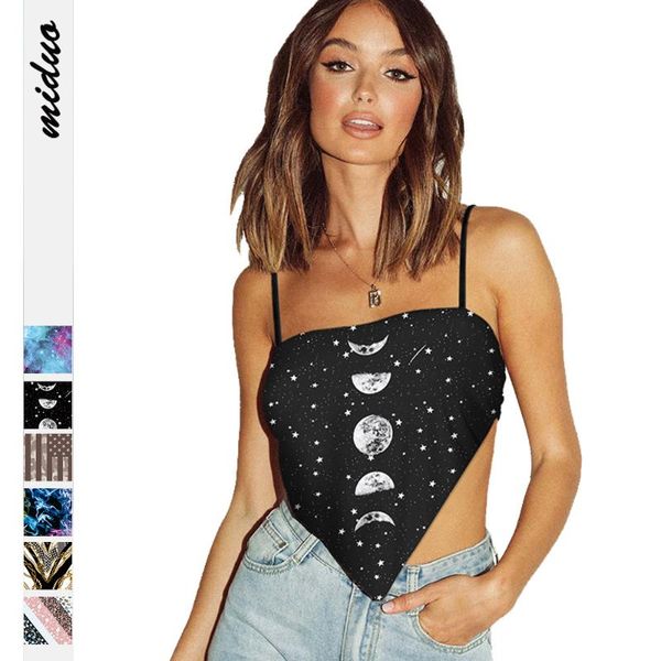 

women's tanks & camis summer starry sky prints girl vest slim fitness backless women halter crop streetwear drop, White