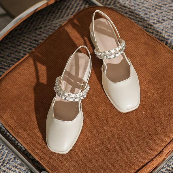 

sandals closed toe retro woman shoes summer heels suit female beige med mary jane original square girls 2021 clear comfort block, Black