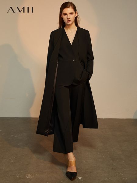 

women's tracksuits calÃ§a minimalista feminina, nova coleÃ§Ã£o primavera, cintura alta, casual, manga longa, com fivela, comprimento da pa, Gray