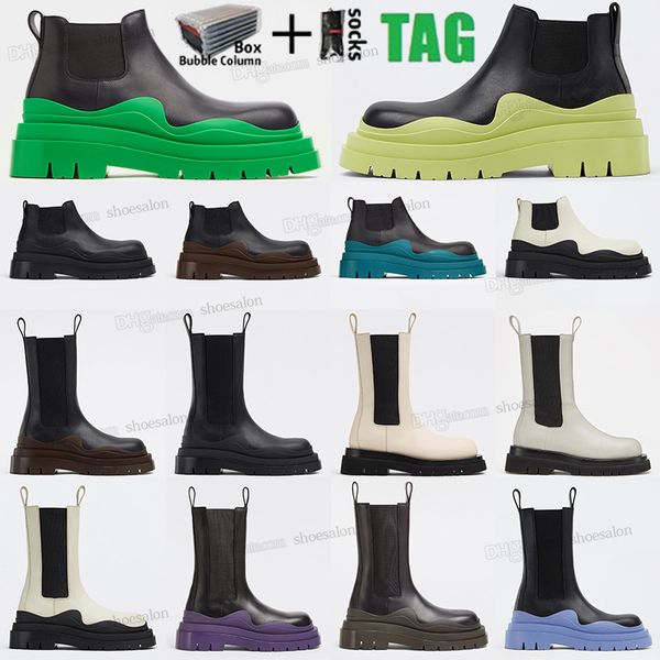 

designer boots womens shoes leather martin botega ankle chaelsea boot veneta ashion non-slip wave colored rubber outsole elastic webbing, Black