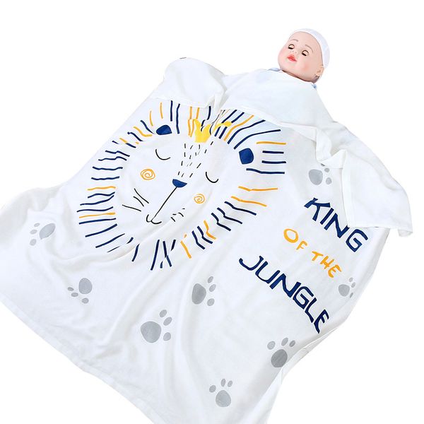 

2 layer bamboo fiber baby blanket soft breathable cartoon pattern toddler kids towel ice silk blanket summer comfortable