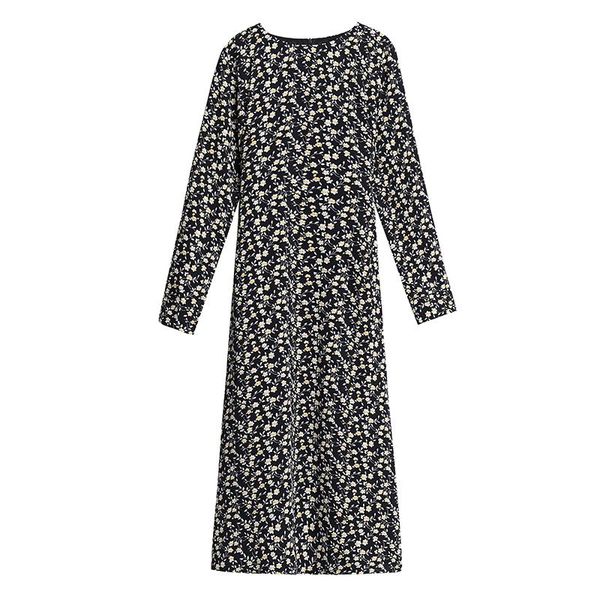 

elegant pastel vestidos black floral print trendy robe spring fall new style plus size dress women a-line vacation women clothes, Black;gray