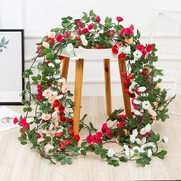 

decorative flowers & wreaths rose artificial silk garland for christmas wedding home room autumn backdrop decor garden arch arrange fake pla