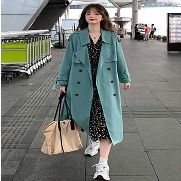 

women's trench coats 2021 autumn and winter fashion loose temperament windbreaker mid-length small jacket women, Tan;black