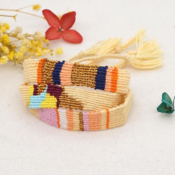 

beaded, strands original bohemian color ethnic style art elastic hand rope woven cotton lovers bracelet bracelets for women, Black