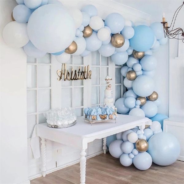 103pcs Macaron Blue Bloon Balloon Arch Kit Birthday Party Decoration Bambini Boy Baby Shower Wedding Ballon Garland Decorazioni 210719