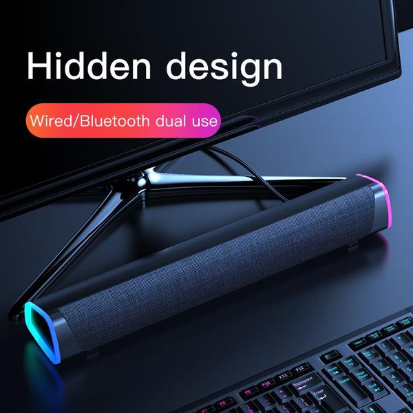 

3d surround soundbar bluetooth 5.0 speaker wired computer speakers stereo subwoofer sound bar for lappc theater tv aux 3.5mm