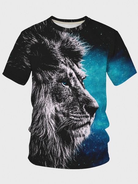 

men 3d lion print tee r2h8#, White;black