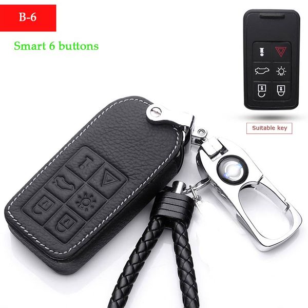 

car key case metal button for volvo xc60 xc90 v90cc s90 custom logo titanium genuine leather auto key case protection car key chain