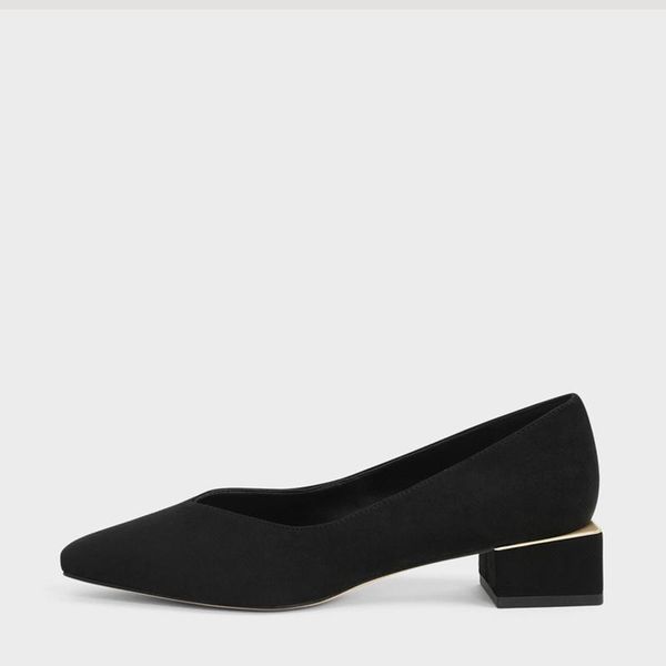

dress shoes style flock pumps women square toe mid heels office&career, Black