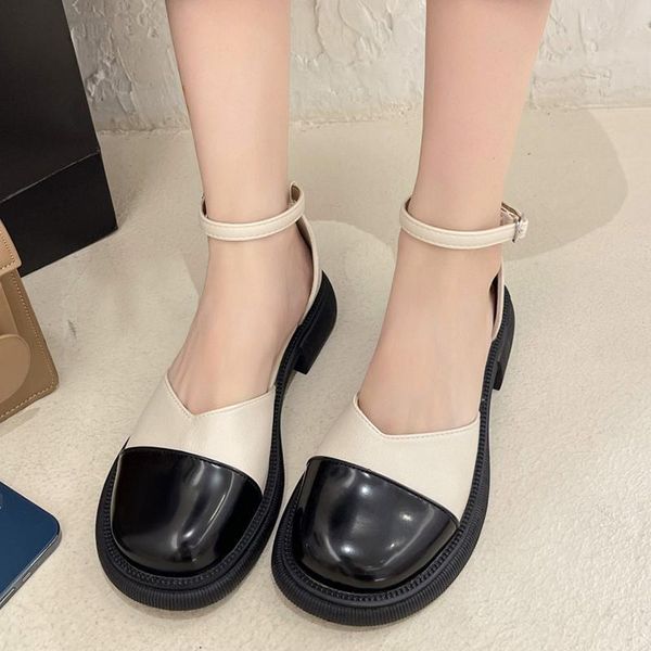 

dress shoes rimocy mix color ankle strap pumps women comfortable square heels mary jane for woman spring autumn round toe casual, Black