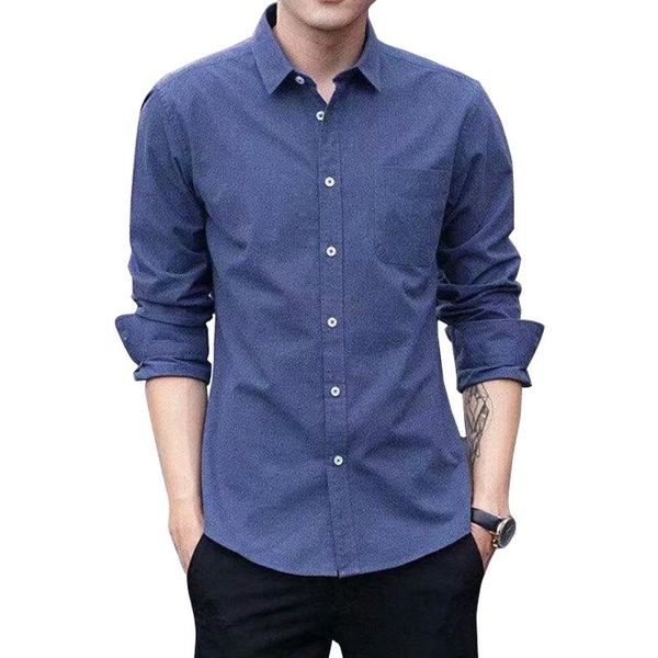 

men's casual shirts oxford shirt spring front patch chest pocket solid color daily long sleeve regular-fit button-down thick, White;black