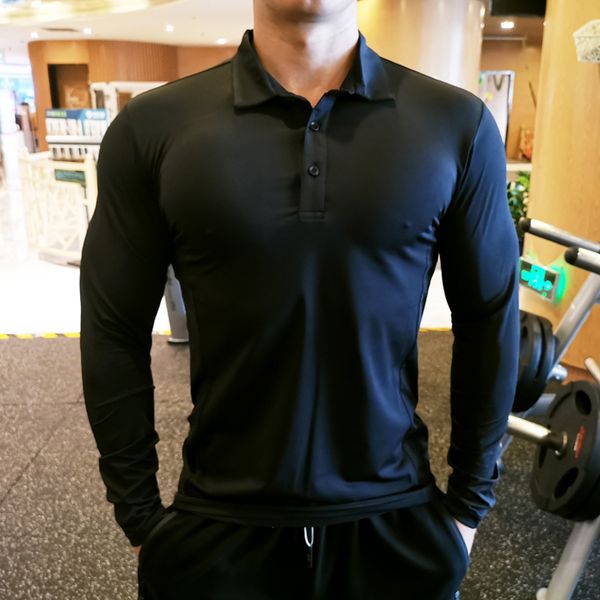 

men's quick drying bodybuilding t-shirt, comprsion long sve tight polo for gym and fitns, jet aircraft., White;black
