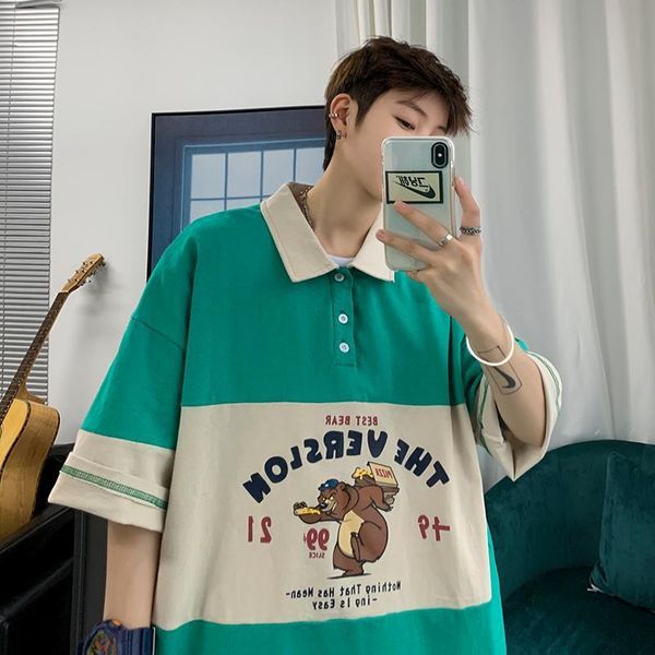 

men's t-shirts instagrams-style short-sleeved t-shirt men summer trend loose hong kong style shirt logo all-match web celebrity sh, White;black
