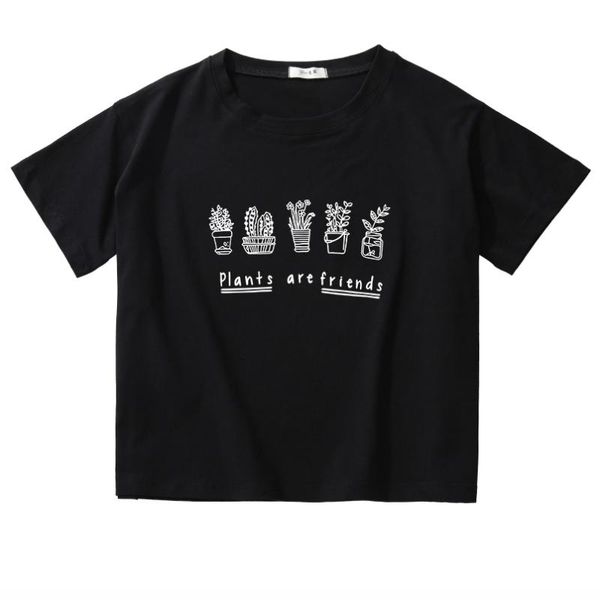 

women's t-shirt plants are friends graphic woman tshirts summer harajuku cartoon crop simple fashion ladies 2021 vintage clothes, White