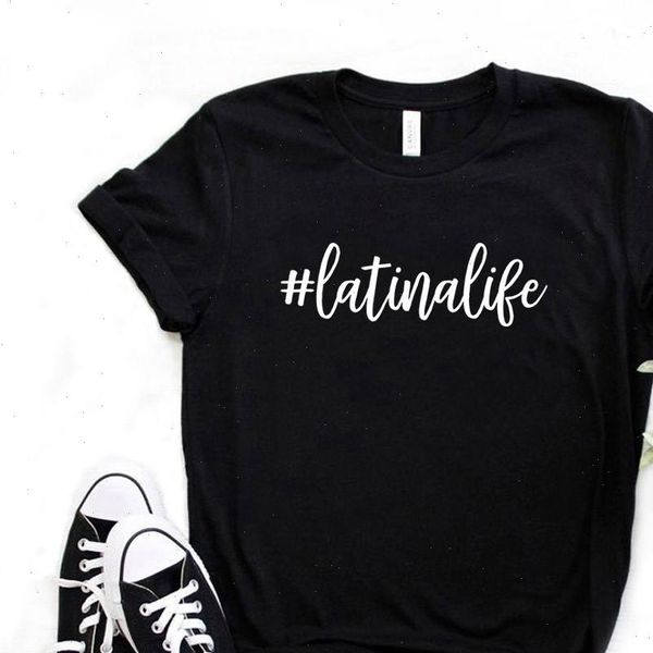 

women t shirt latina life letter print tshirt women short sleeve o neck loose t shirt ladies causal tee shirt clothes, White