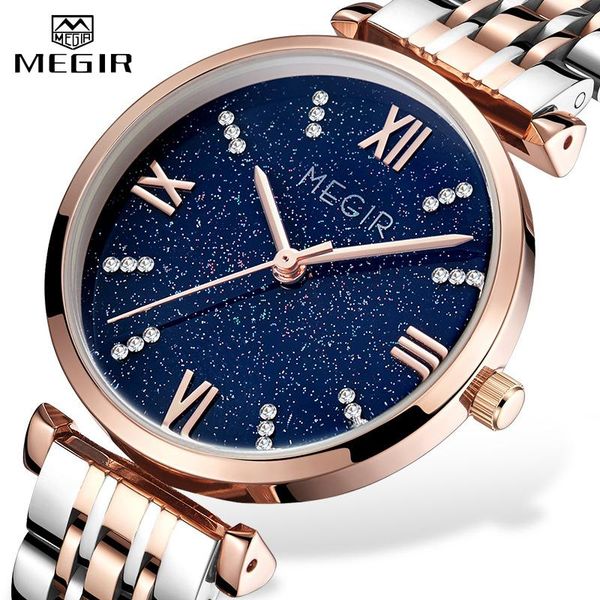 

wristwatches megir women watches waterproof rosegold quartz ladies watch mesh band girl relogio feminino, Slivery;brown