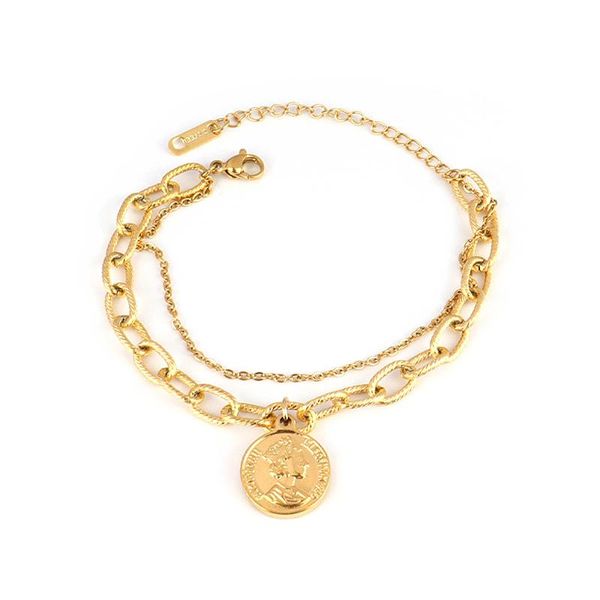 

link, chain mulitlayer bracelet stainless steel geometry thick color personality jewelry, Black