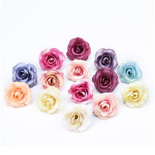 

20pcs silk teddy bear of roses decorative flowers wreaths fake flowers scrapbook home decor diy bride brooch artificial qylbgr