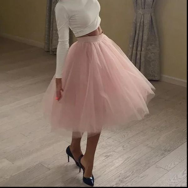 

quality 5 layers fashion tulle skirt pleated tutu skirts womens lolita petticoat bridesmaids midi skirt jupe saias faldas, Black