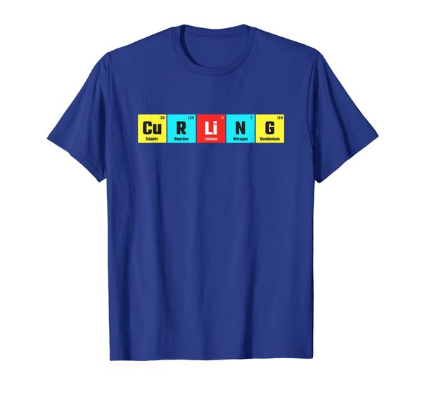 

curling elementary periodic table funny gift t-shirt, White;black